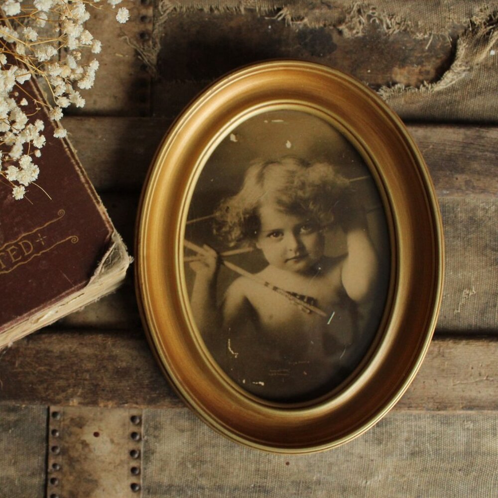 Vintage 1900s Framed Print, Cupid Awake by MB Parkinson, Pictorialism Photograph
